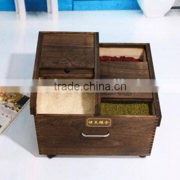 20KG with Casters Wooden Rice Bucket