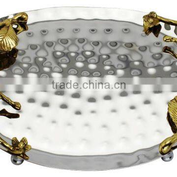 DESIGNER OVAL TRAY STAINLESS STEEL