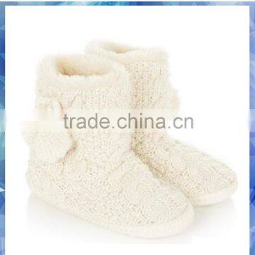 Girls Fashion Cream Cable Knit Winter Boot photo-4