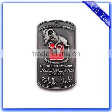 Wholesale Custom Engraved Military Logo Antique Silver Metal Dog Tag