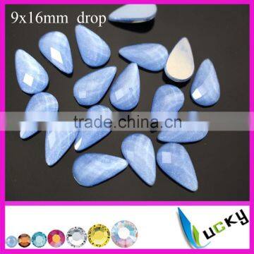 China made Korean quality Hot fix faceted epoxy rhinestone drop shape 9x16mm