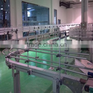 cooking oil transportation plastic chain conveyor system with side guide