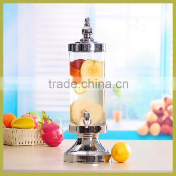 Glass beer cooler dispenser with metal stand