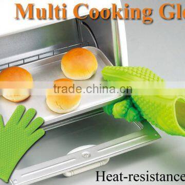 Arnest household sundries kitchenware cookware non-slip heat-proof gloves silicone oven mitts green orange 75684 75685