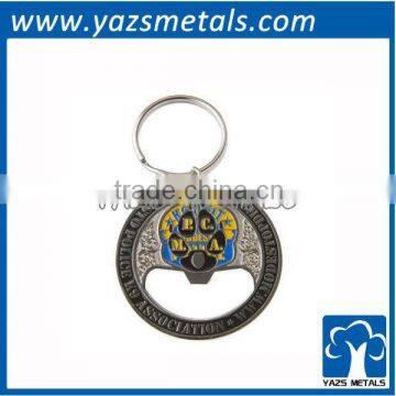 round metal enamel bottle opener key chain