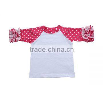 Wholesale 2016 Boutique Baby t Shirt Toddler Girls Striped Sleeve Raglan Shirt 3/4 Ruffle Sleeve Shirt photo-2