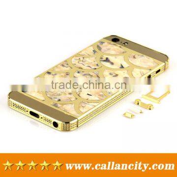 24kt gold&mother of pearl housing replacement for iphone 5s custom