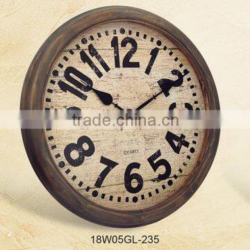 2016 Antique wooden vintage shabby design wall clock (18W05GL-235)