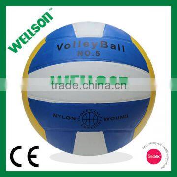 white blue yellow rubber volleyball