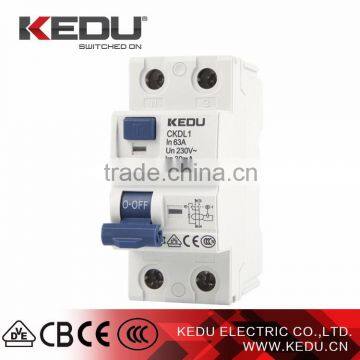 KEDU Super Quality 2P 63A RCCB Circuit breakers with VDE CB CCC CE Approved