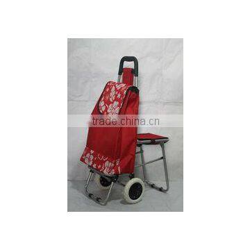 Portable shopping cart with chair trolley cart with seat