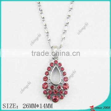 Crystals rose pink drop pendant necklace
