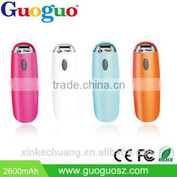 Guoguo wholesale new design colorful hand crank portable 2600 power bank for iphone7