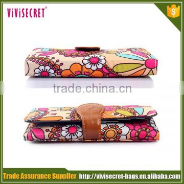 Factory suppliers brand name cute flower pattern girls nylon card wallet