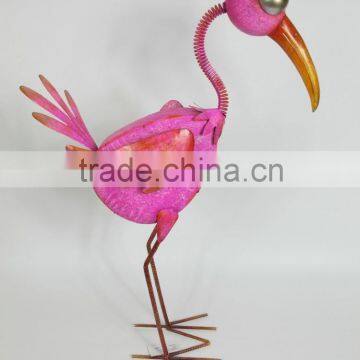 wholesale novelty painted large metal pink flamingo for garden decoration