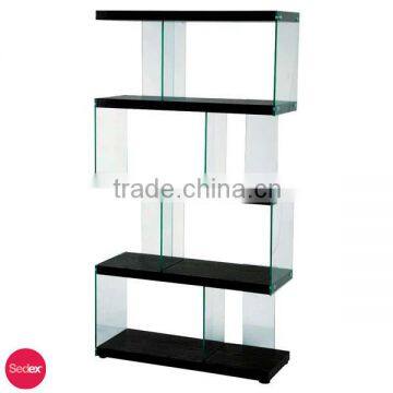 Customized Notched Post Wood/glass Display Rack