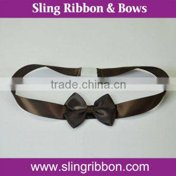 High Quality Wholesale Pink Pre-tied Satin Ribbon Bow with Elastic Loop