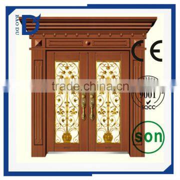 Modern House Front Door Design Double Tempered Glass Copp door