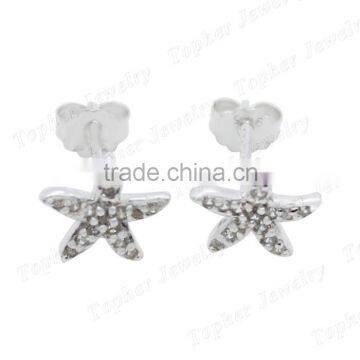 Wholesale Pentagram Shaped Zircon Stone Earrings Genuine CZ Stone Earrings photo-2