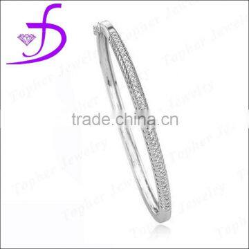 2014 fashion design bangle wholesale rhodium plated 925 silver bangle