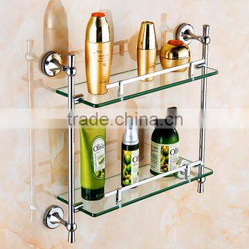 80100 bathroom shelf Contracted silver Double glass shelf hotel use 3c proved