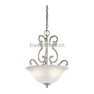 Brushed Nickel 3-Bulb Indoor Pendant with Bowl-Shaped Glass Shade