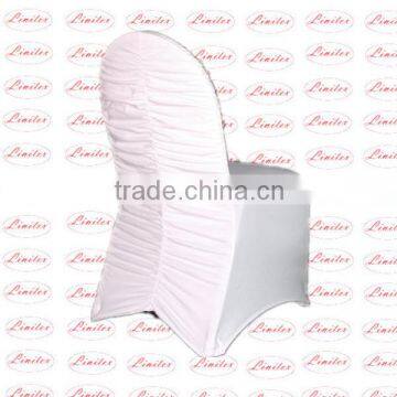 Polyester lycra spandex stretch white plicated corrugated crinkle chair cover hotel banquet wedding