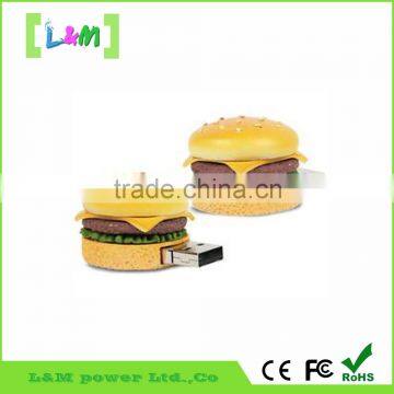 Hamburg shape gifts memory sticks Novelty PVC USB Flash Drives, Supports USB 2.0 Version, Suitable for Promotions
