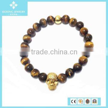 Custom Mala Beads Wholesales Charm Bracelet 2015 with Gold Skull