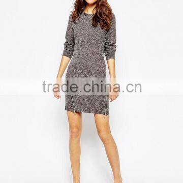 Longline Sexy Jumpers With Side Zips Custom Plain Knitted Sweater photo-4