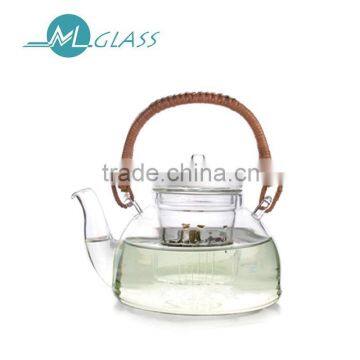 wholesale 600ml high borosilicate glass teapot with handle handmade glassware N6408