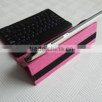 Hot sale Pink buletooth keyboard case, stand flip cover tablet leather case