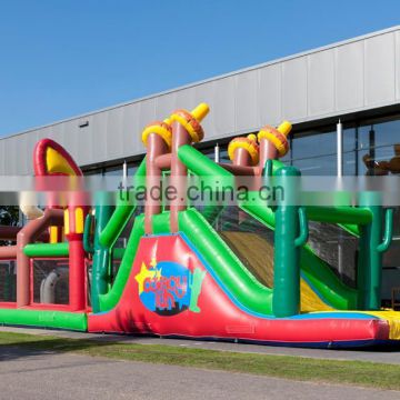 Hola western gun inflatable slide/giant inflatable water slide for adult/inflatable bouncy castle with slide