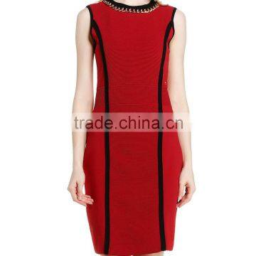 slim dress sleeveless dress knitted dress red dress