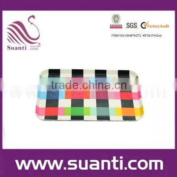 Fashion square portable melamine colorful tray