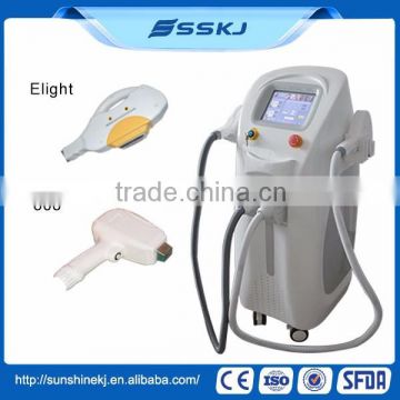 AC220V/110V Hot Selling Two Handles Elight Multifunctional Ipl 808nm Laser Hair Removal Machine Diode