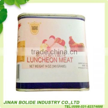 Canned chicken meat luncheon meat