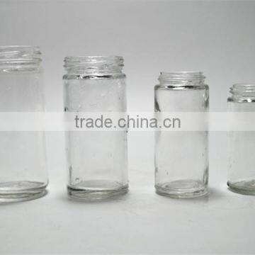 60ml to 180ml Shaker Shaker Shaker Spice Jar Round White Glass w/ Shaker Fitment and Black Lid