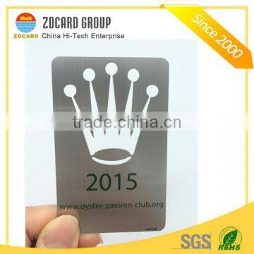 CR80 standard size Stainless steel VIP metal card