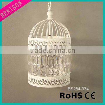 Contemporary Hanging Lamp with wrought wire,birdcage Pendant Light with acrylic/glass,Loft /Industrial Ceiling Lamp with spring