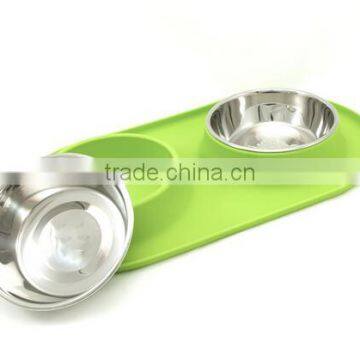 Medium Stainless Steel Double Dog Feeder With Non-Slip Silicone Base photo-2