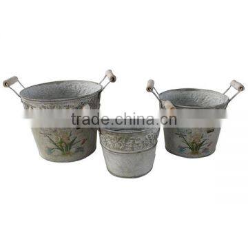 Metal Flower Bucket Set of 3 Metal Planter Set of 3 Metal Flower Pot Set of 3