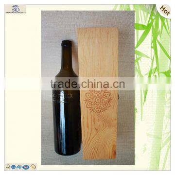 Luxury Hinged Lock Burned Red Pattern Wine Box photo-6