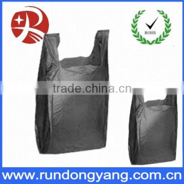 Wholesale black plain plastic t shirt bag for grocery