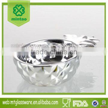 Top Grade Electroplate Silver Color Ceramics Pineapple Salod Bowl photo-2