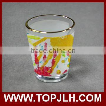Sublimation Gold Rim Short Glass Wine Mug photo-2