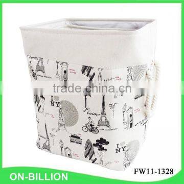 Set of 3 Canvas Flexible Laundry Basket With Handles photo-3