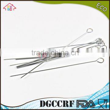 NBRSC 12pcs New Non-stick Stainless Steel Barbecue Needles BBQ Shish Skewers Ring-Tip Handle photo-2