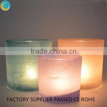 sandblasting color blue glass votive candle holders