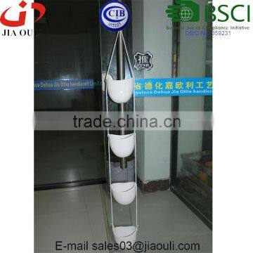 White Ceramic Rope Hanging Planter Set With 4 Flower Pots Plant Containers photo-4